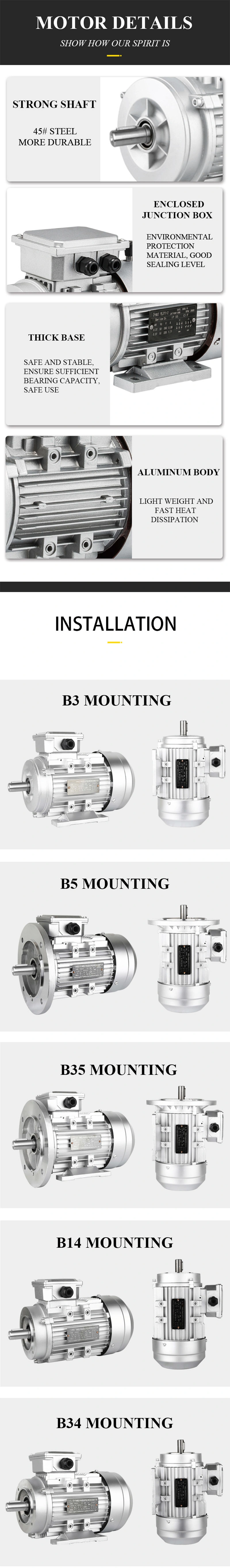 3-Phase Induction Three Phase Brushless Y2 Series 3-Phase AC Motor